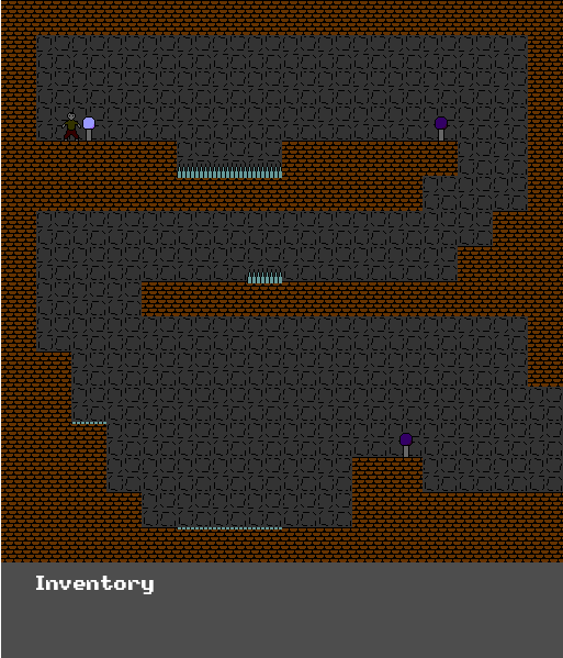 Screenshot of Check For Traps- a pixel art platformer featuring a character in a room with walls, spikes, and checkpoints.